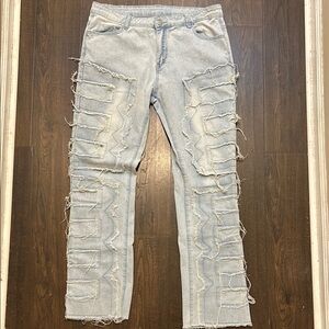 Men’s Distressed Light Blue Jeans XXL